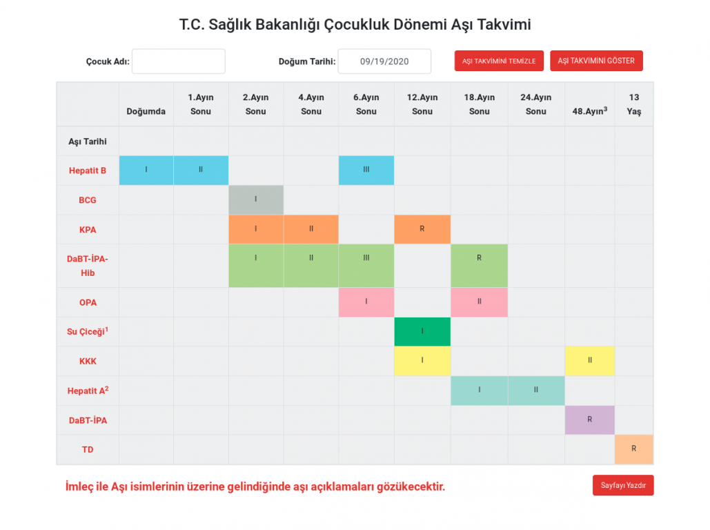 Aşılama Takviminde Değişiklik Yapıldı